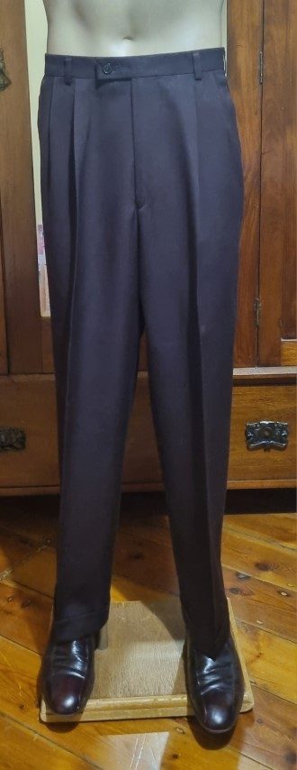 1990's, Double Breasted Suit, Dark Plum, Polyester, by 'Umbardo', Made in Australia, size S - Image 10