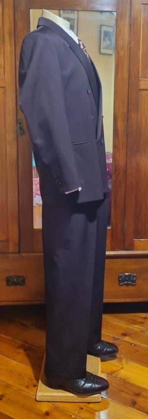 1990's, Double Breasted Suit, Dark Plum, Polyester, by 'Umbardo', Made in Australia, size S - Image 4