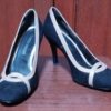 Ladies Suede Court Shoes, by 'Diana Ferrari', black with pink trim, size 7 - Image 3