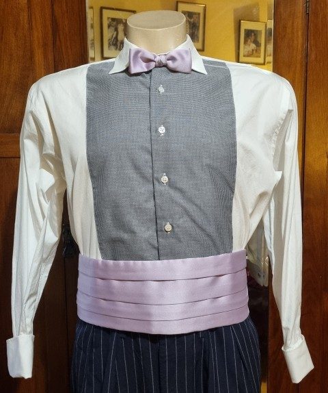 Vintage Cummerbund & Bow Tie set, Lavender, Polyester, by ‘Hardy Amies’ size S -XL’ , ‘new’ - Image 3