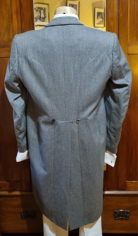 Vintage Morning Coat, & Bowtie, Grey, Wool/polyester, by 'Dress Circle, Formal Wear, Australia', size L. - Image 2