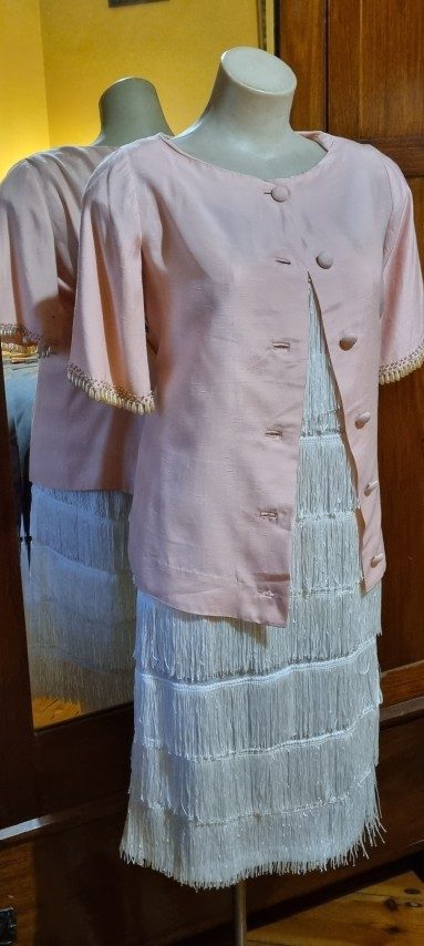 1960's Boat Neck Top, silk, pink, handmade, size M - Image 9