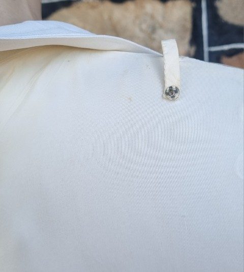 1960’s, Sun-ray pleat, day dress, Cream, polyester, by ‘David Stock Australia’, size S-M. - Image 9