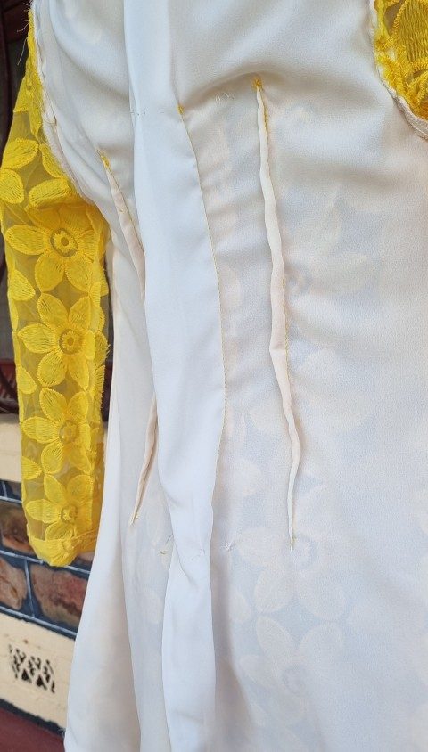 1960s Inspired Coat Dress, Yellow Daisy Appliqué, polyester, by 'Stella Australia', size XS-S - Image 9