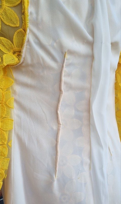 1960s Inspired Coat Dress, Yellow Daisy Appliqué, polyester, by 'Stella Australia', size XS-S - Image 11