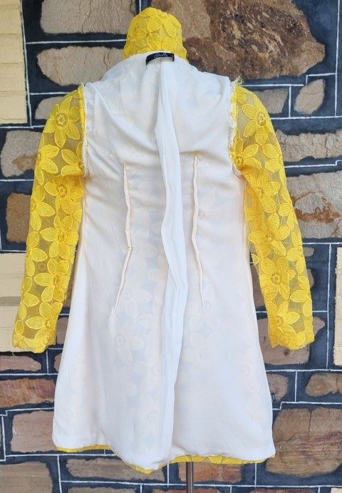 1960s Inspired Coat Dress, Yellow Daisy Appliqué, polyester, by 'Stella Australia', size XS-S - Image 12