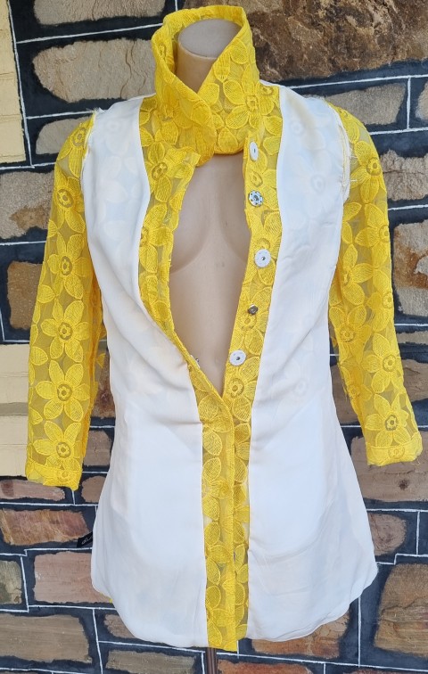 1960s Inspired Coat Dress, Yellow Daisy Appliqué, polyester, by 'Stella Australia', size XS-S - Image 13