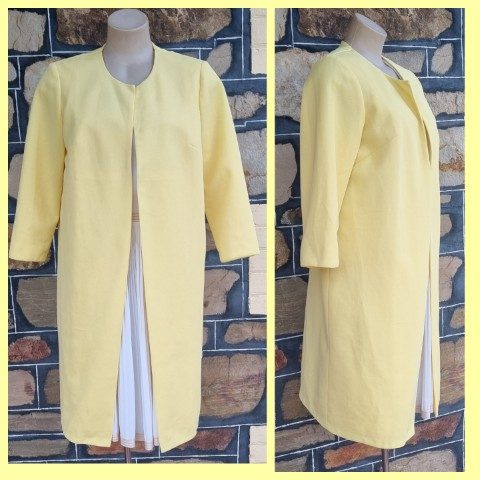 1960s Swing Coat, Lemon, Polyester, by 'Louise of France & Melbourne', size 14
