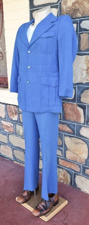 Safari Suit, long sleeves, Blue, polyester/viscose, by 'Mc Gregor of America', size 28R - Image 3
