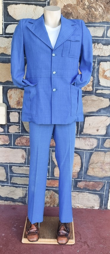 Safari Suit, long sleeves, Blue, polyester/viscose, by 'Mc Gregor of America', size 28R - Image 9