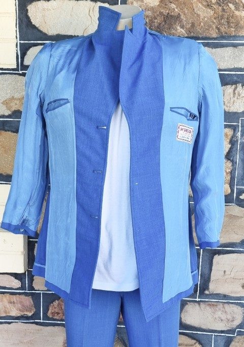 Safari Suit, long sleeves, Blue, polyester/viscose, by 'Mc Gregor of America', size 28R - Image 13