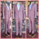 Suit, single breasted, straight legs, Salmon, polyester/viscose, by 'Politix', size L