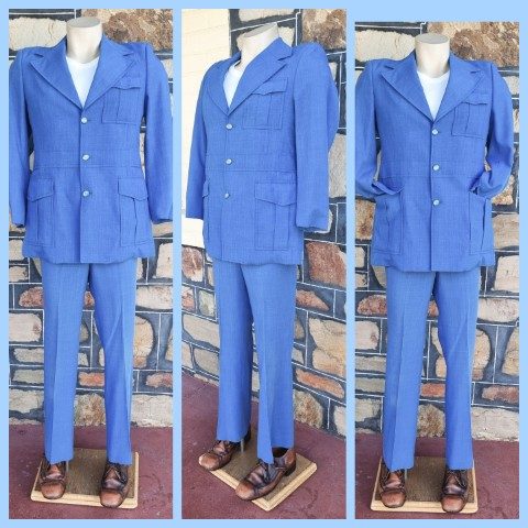 Safari Suit, long sleeves, Blue, polyester/viscose, by 'Mc Gregor of America', size 28R
