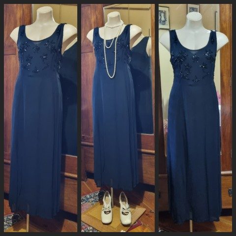 1970's, Black Evening Midi Dress, Silk/cotton, size 12-14 - Image 12