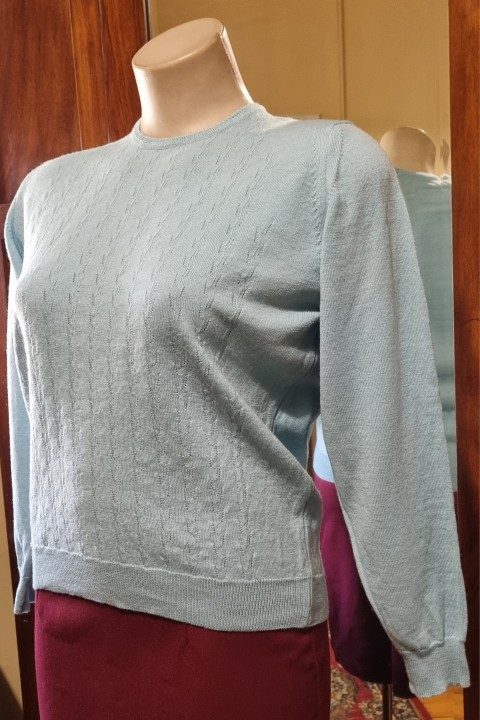 1970's Knit Jumper, blue, wool, by 'Bromley of Melbourne', size M. - Image 3
