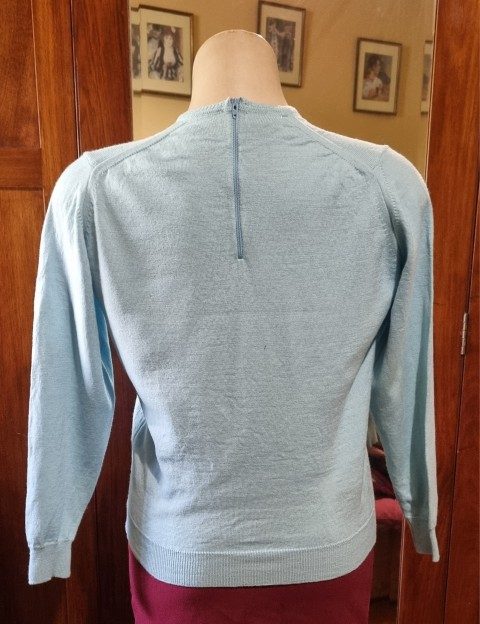 1970's Knit Jumper, blue, wool, by 'Bromley of Melbourne', size M. - Image 4