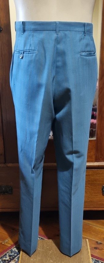 1970's Single Breasted Suit, Terylene, Blue Pinstriped, by 'Ernest Hiller, Australia', size M. - Image 16