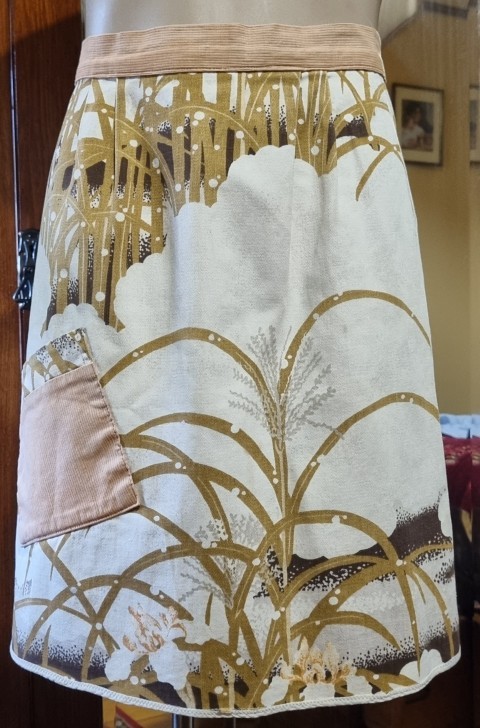 Vintage 1970's linen apron, handmade, size M-L - Image 2