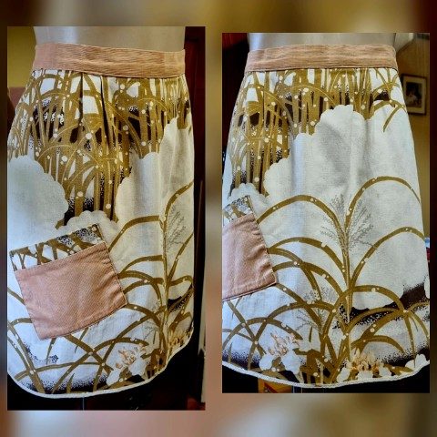 Vintage 1970's linen apron, handmade, size M-L