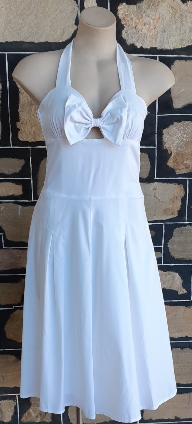 Halter Neck Swing dress, 50's inspired, white, Polyester/cotton, by 'Sunshine' size 10 - Image 8