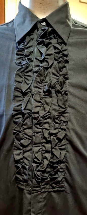 Men's Ruffle Front Shirt, black, poly/cotton, by 'Fun Costumes', size M-L. - Image 3