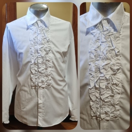 Men's Ruffle Front Shirt, white, poly/cotton, by 'Fun Costumes', size M-L