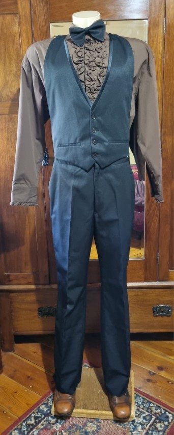 1970's-Inspired, 3 piece, Disco Suit and bow tie, Black, Polyester, by 'Fun Costumes', size M - Image 6