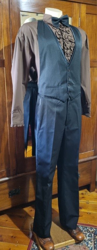 1970's-Inspired, 3 piece, Disco Suit and bow tie, Black, Polyester, by 'Fun Costumes', size M - Image 7