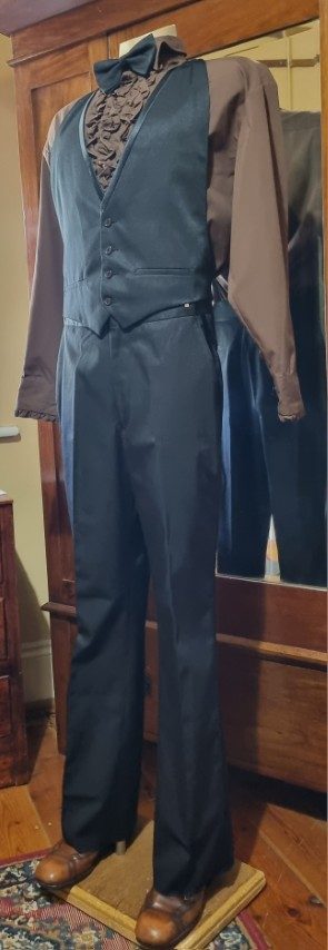 1970's-Inspired, 3 piece, Disco Suit and bow tie, Black, Polyester, by 'Fun Costumes', size M - Image 8