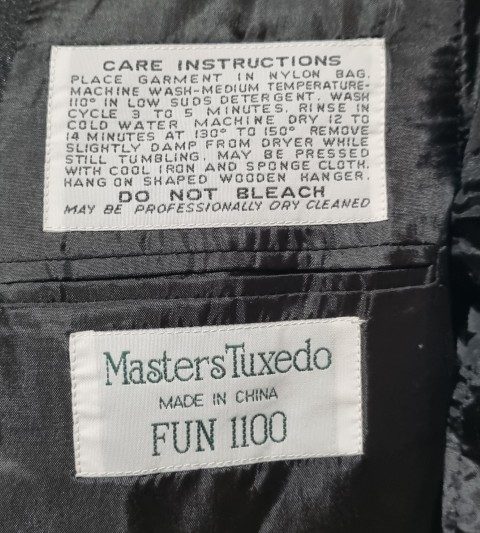 1970's-Inspired, 3 piece, Disco Suit and bow tie, Black, Polyester, by 'Fun Costumes', size M - Image 12