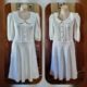 1980's White Jersey Dress, Short Sleeves, Lace collar, size 12