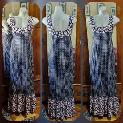 1970's Maxi Dress, daisy print, brushed rayon, by 'Boyfriend', size S