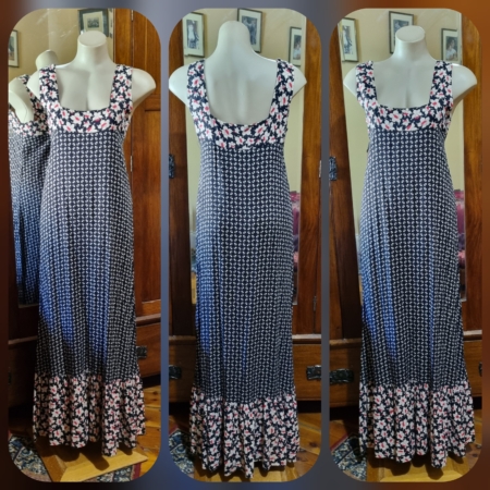 1970's Maxi Dress, daisy print, brushed rayon, by 'Boyfriend', size S