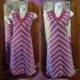 1970's A-line Dress, Red/white Stripes, Polyester, Handmade, size 14