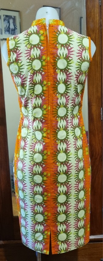 1960's Shift Dress, Orange/yellow, pop-art print, handmade, size S-L - Image 7