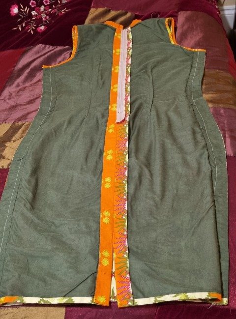 1960's Shift Dress, Orange/yellow, pop-art print, handmade, size S-L - Image 11