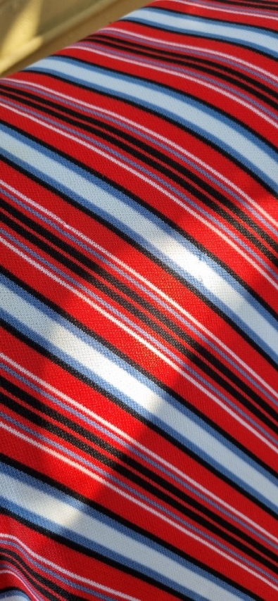 1970's A-line Dress, Red/white Stripes, Polyester, Handmade, size 14 - Image 7