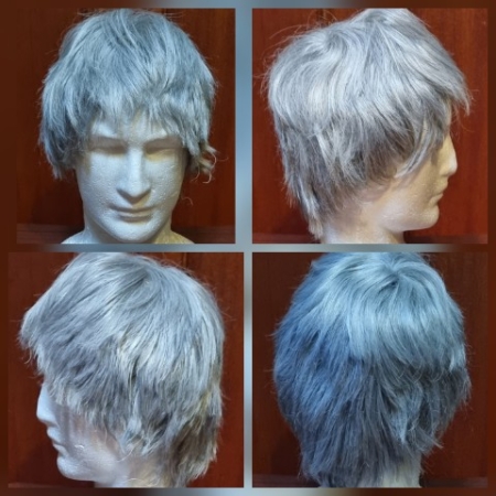 Wig, Vintage, 'Andy Warhol', grey, synthetic fiber.