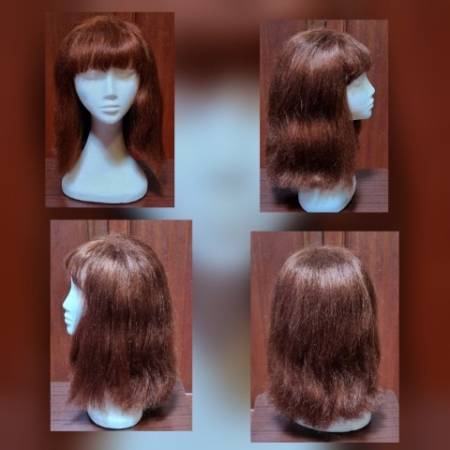 Wig, Red, shoulder length with fringe, synthetic, by 'Carnival Products'
