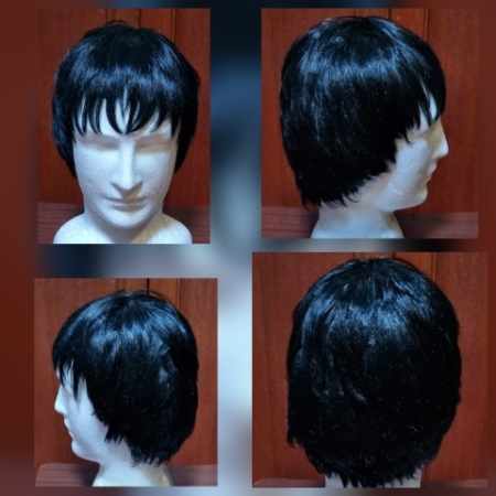 Wig, Black, 1960's Mod or Beatles cut, synthetic, by 'Carnival Products'