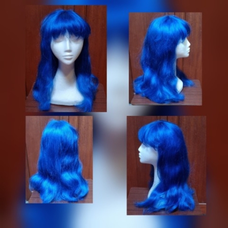 Wig, Extra long, electric blue, synthetic, by 'Carnival Products'
