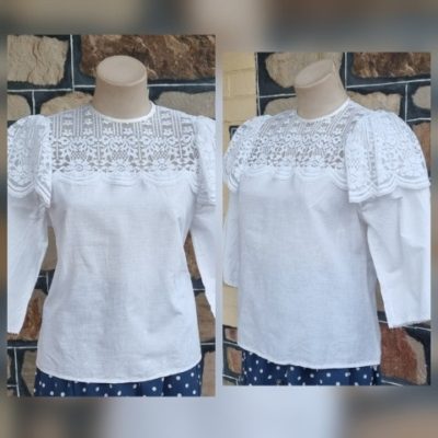 1980's Cotton Blouse, white, by 'Contempo', size M