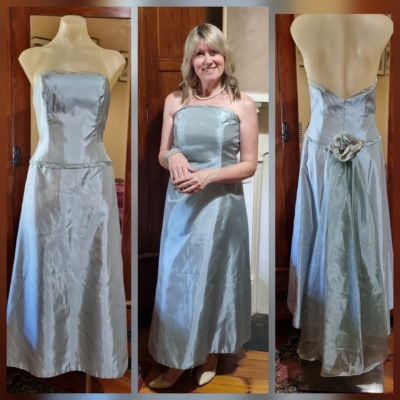 Vintage Inspired Evening Gown, Organza/polyester, sea green, by 'Alvina Valenta New York', size 8