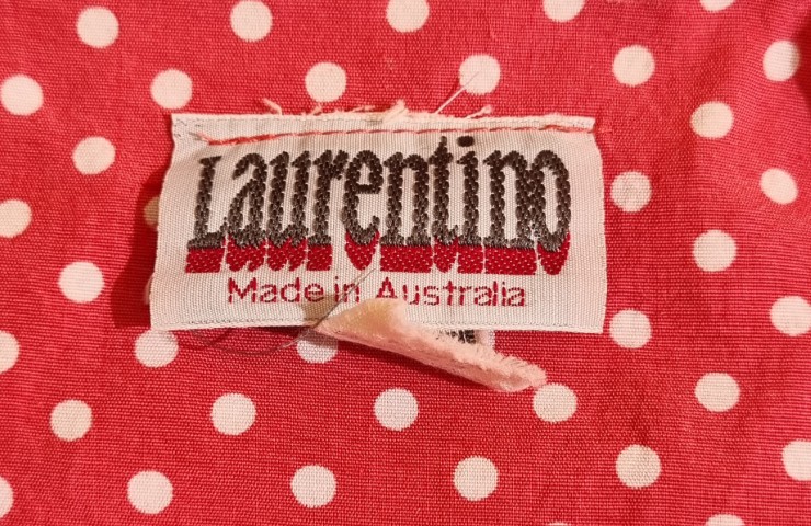 1980's A-Line Dress, Rayon, Pink/white polka-dot, by 'Laurentino', size 14 - Image 10