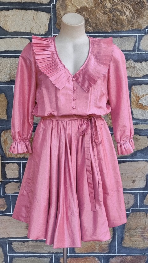 1980's Party Dress, by 'Jenelle of Melbourne', coral, polyester, size M - Image 2