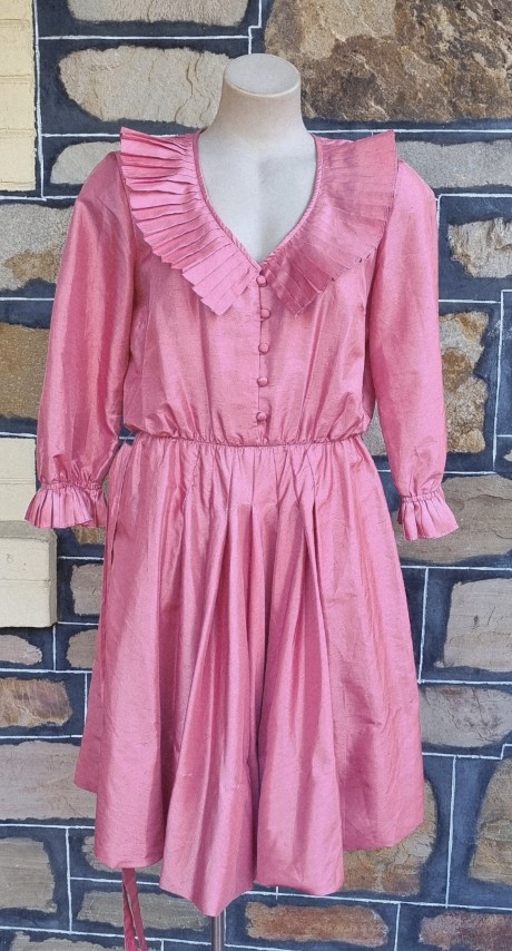 1980's Party Dress, by 'Jenelle of Melbourne', coral, polyester, size M - Image 7