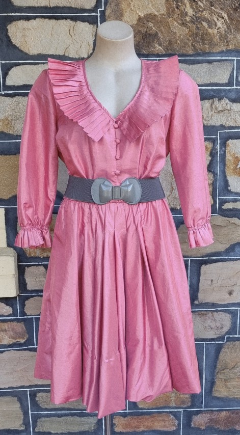 1980's Party Dress, by 'Jenelle of Melbourne', coral, polyester, size M - Image 8