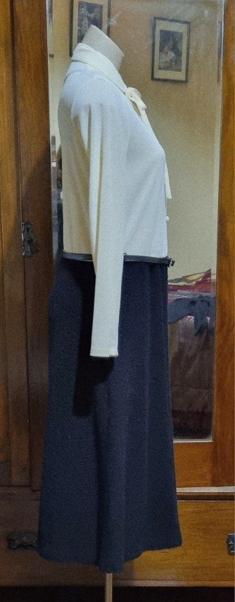 1970's Dress and Jacket, black & cream, Triacetate/polyester, by 'Stitches Plus', size 12 - Image 10