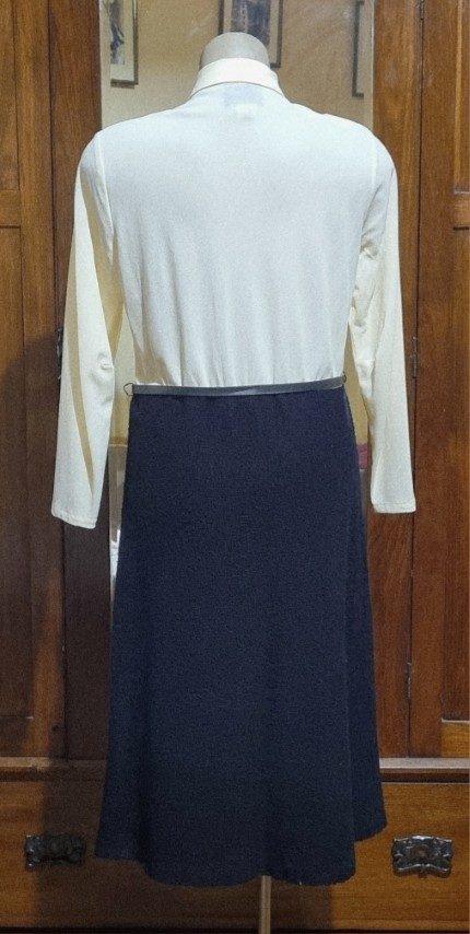 1970's Dress and Jacket, black & cream, Triacetate/polyester, by 'Stitches Plus', size 12 - Image 11