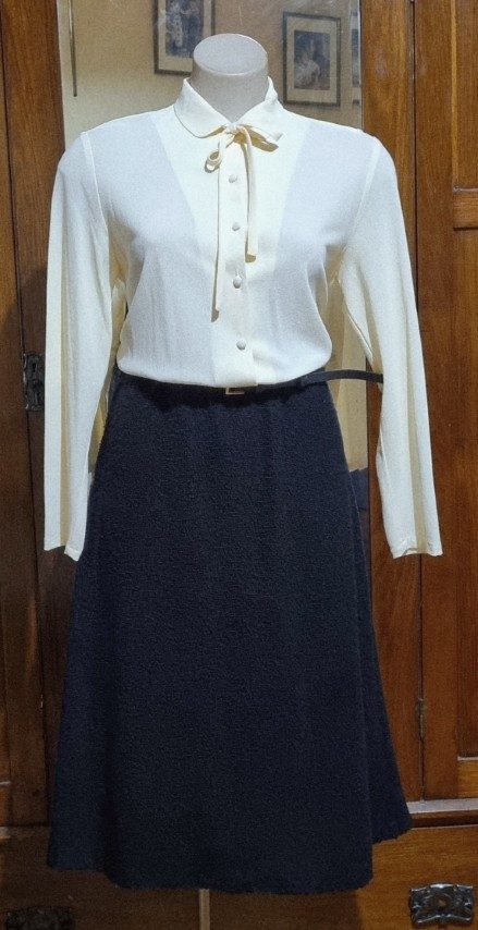 1970's Dress and Jacket, black & cream, Triacetate/polyester, by 'Stitches Plus', size 12 - Image 12